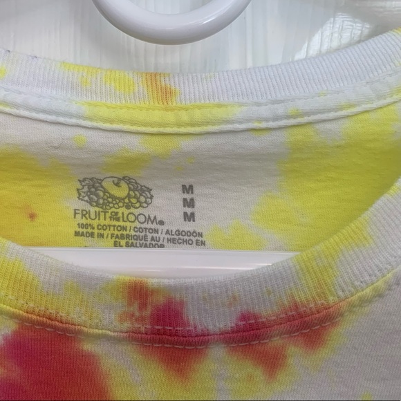 Pink and yellow cropped tie dye tee - Picture 2 of 3